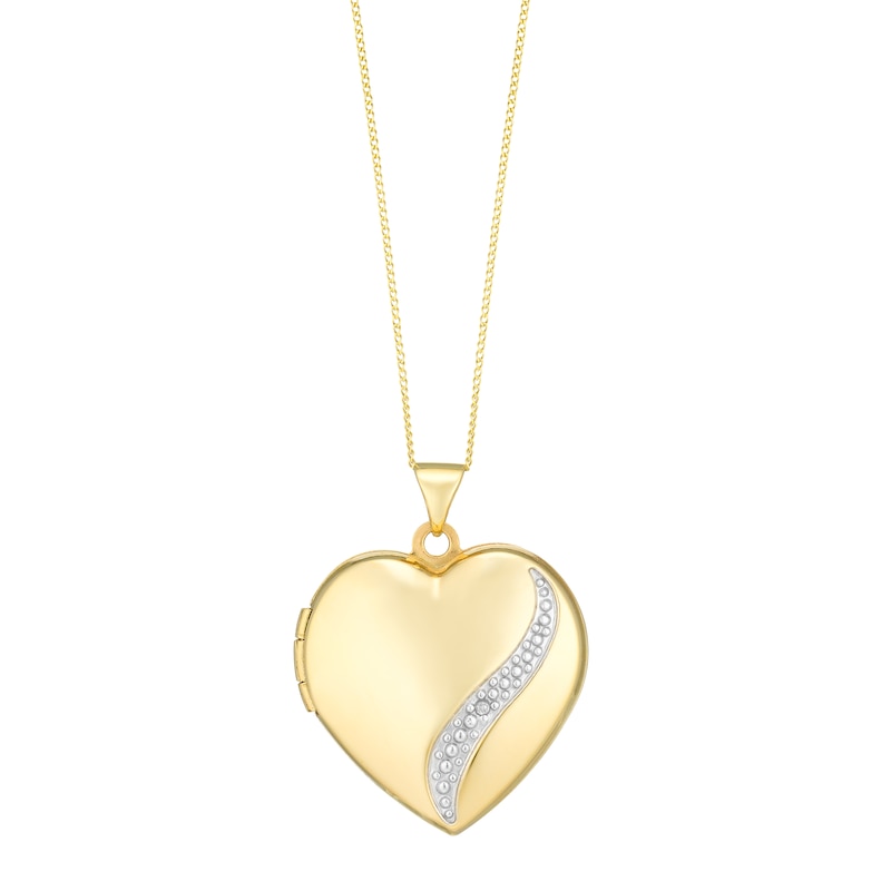 Main Image 1 of 9ct Yellow Gold 21mm Diamond Set Heart Locket