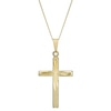 Thumbnail Image 1 of 9ct Yellow Gold Diamond Cut 18" Textured Cross Pendant