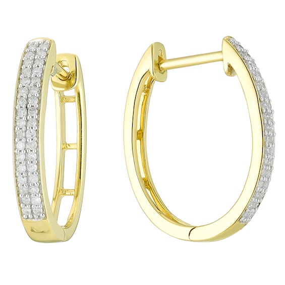 9ct Yellow Gold 0.20ct Diamond Hoop Earrings