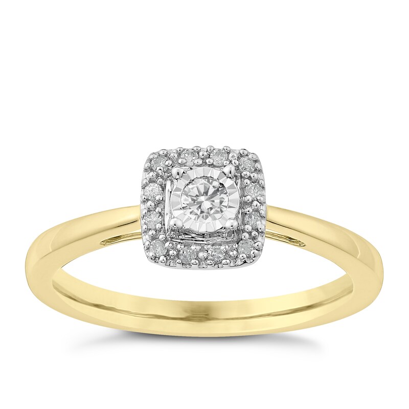 9ct Gold 0.10ct Total Diamond Illusion Solitaire Ring
