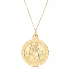 9ct Yellow Gold Diamond Cut St Christopher Pendant