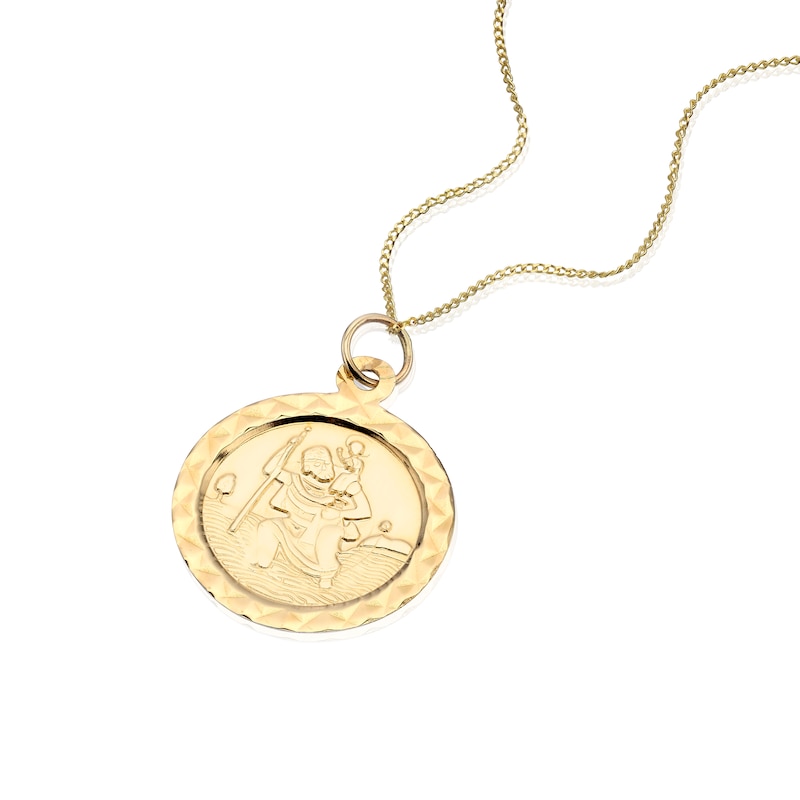 Main Image 2 of 9ct Yellow Gold Diamond Cut St Christopher Pendant