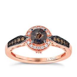 Le Vian 14ct Strawberry Gold Quartz & 0.18ct Diamond Ring