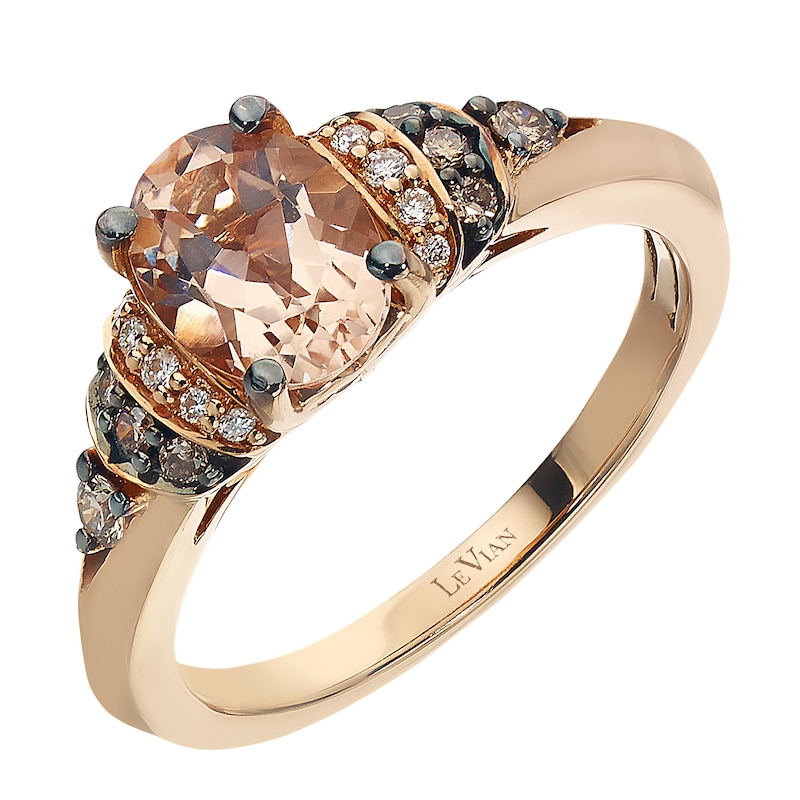 Le Vian 14ct Strawberry Gold Peach Morganite & Diamond Ring