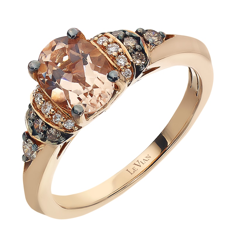 Main Image 1 of Le Vian 14ct Strawberry Gold Peach Morganite & Diamond Ring
