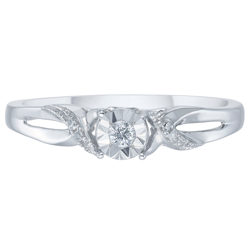 Main Image 2 of 9ct White Gold Diamond Illusion Solitaire Ring