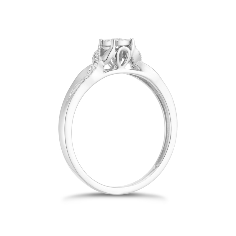 Main Image 3 of 9ct White Gold Diamond Illusion Solitaire Ring