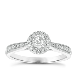 9ct White Gold 0.25ct Diamond Illusion Set Solitaire Halo Ring