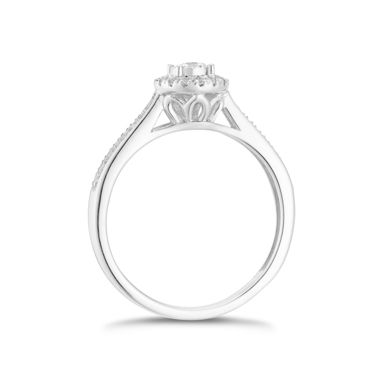 9ct White Gold 0.25ct Total Diamond Solitaire Halo Ring