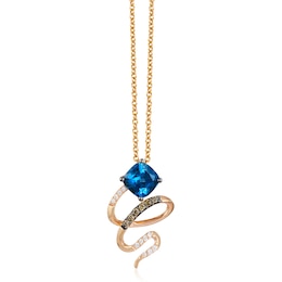 Le Vian 14ct Strawberry Gold Deep Sea Blue Topaz Pendant