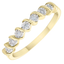 9ct Yellow Gold Diamond Twist Eternity Ring