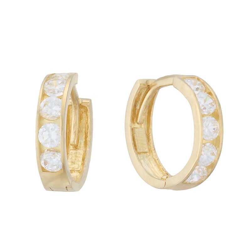 Main Image 1 of Children's 9ct Yellow Gold & Cubic Zirconia 9mm Huggie Hoop Earrings