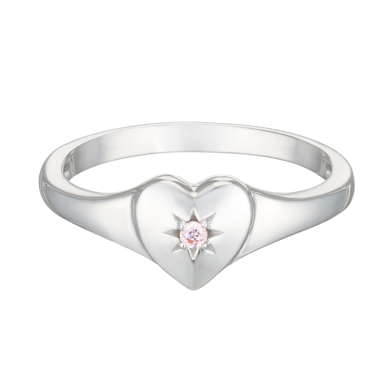 Main Image 1 of Children's Sterling Silver Cubic Zirconia Heart Ring Small (Size F)