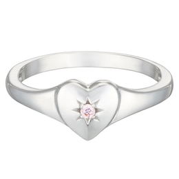 Children's Sterling Silver Cubic Zirconia Heart Ring Large