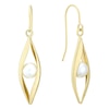 Thumbnail Image 1 of 9ct Yellow Gold Freshwater Pearl Wavy Drop Earrings