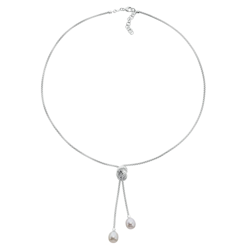 Sterling Silver Freshwater Pearl Knot Chain Necklace