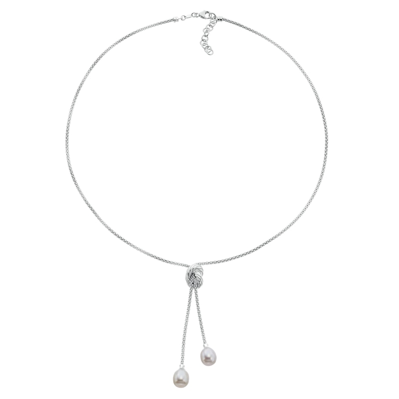 Main Image 1 of Sterling Silver Freshwater Pearl Knot Chain Necklace