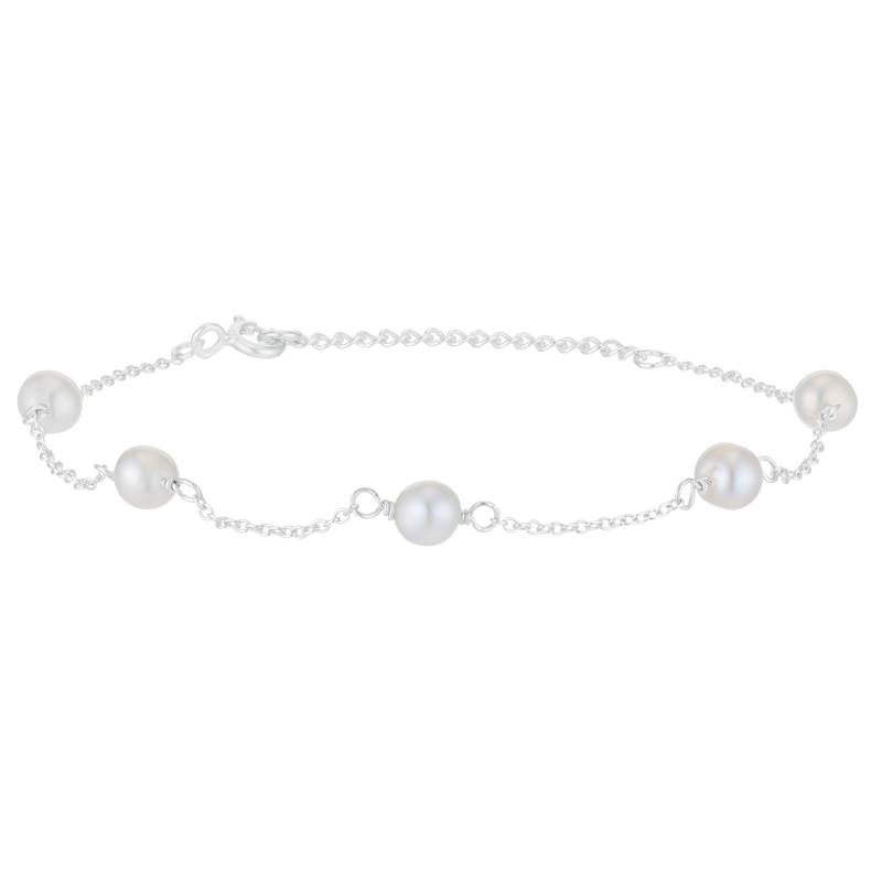 Sterling Silver Freshwater Pearl Station Bracelet