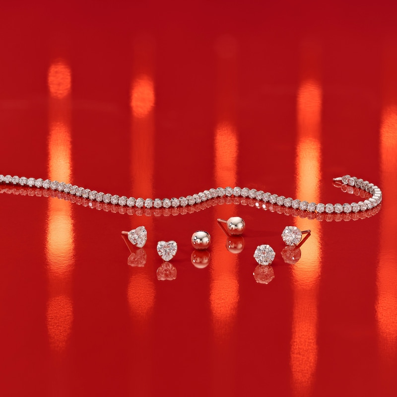 Main Image 4 of Sterling Silver Stone Set Tennis Bracelet