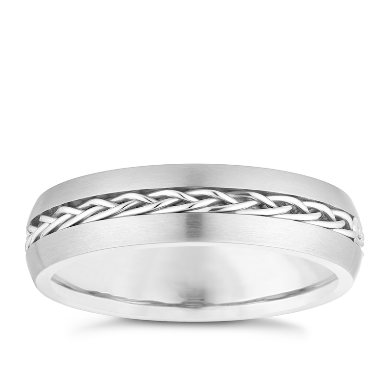 Main Image 1 of Titanium Plaited Centre Design Ring