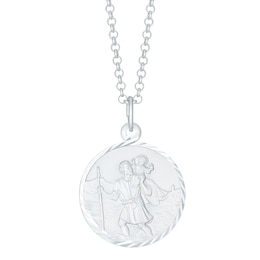 Sterling Silver 20" Belcher Chain & St Christopher Pendant