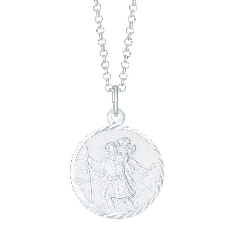 Main Image 1 of Sterling Silver 20" Belcher Chain & St Christopher Pendant