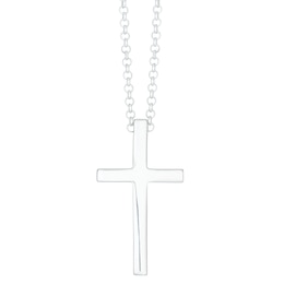 Sterling Silver 20" Belcher Chain & Polished Cross Pendant