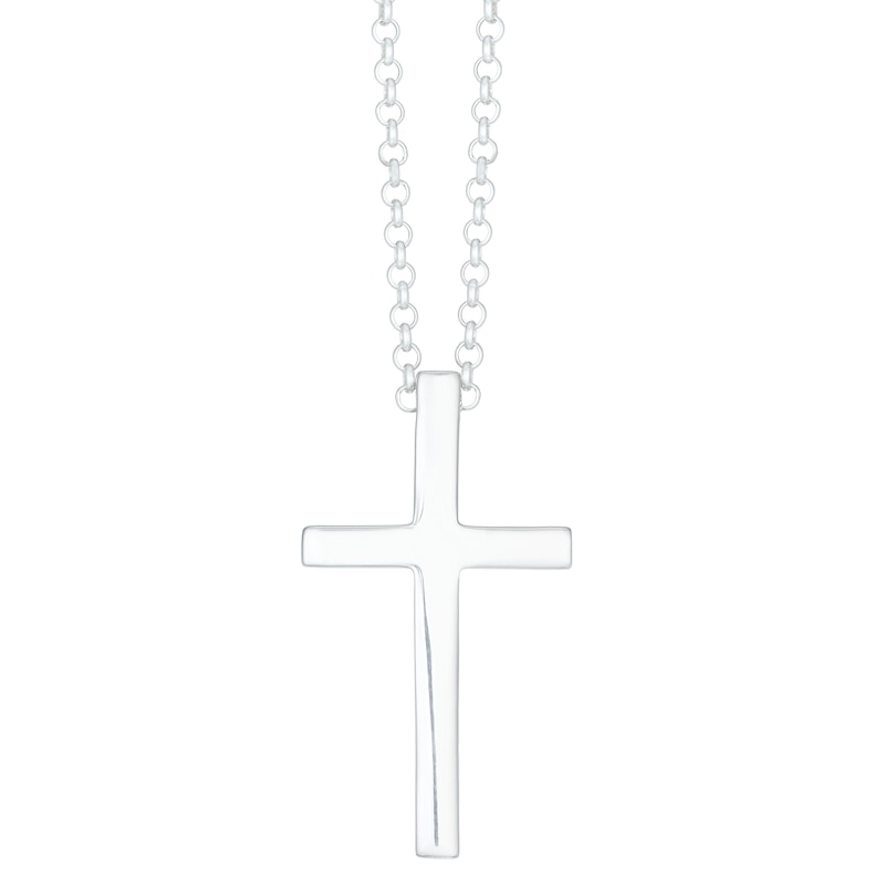 Main Image 1 of Sterling Silver 20" Belcher Chain & Polished Cross Pendant
