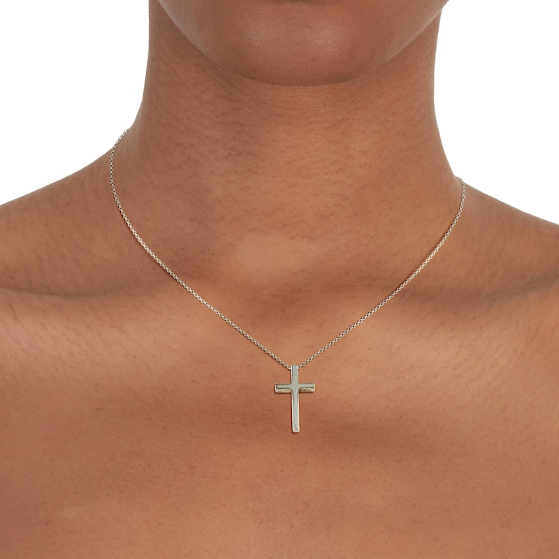 Sterling Silver 20 Inch Belcher Chain & Polished Cross Pendant