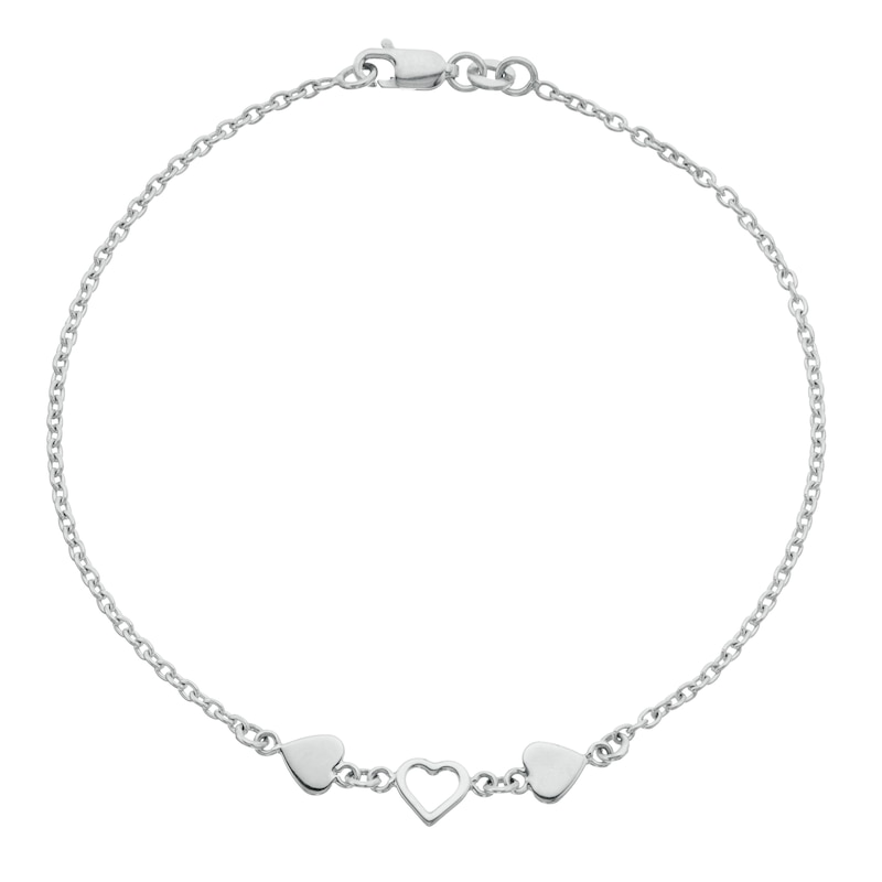 Sterling Silver Three Hearts Anklet