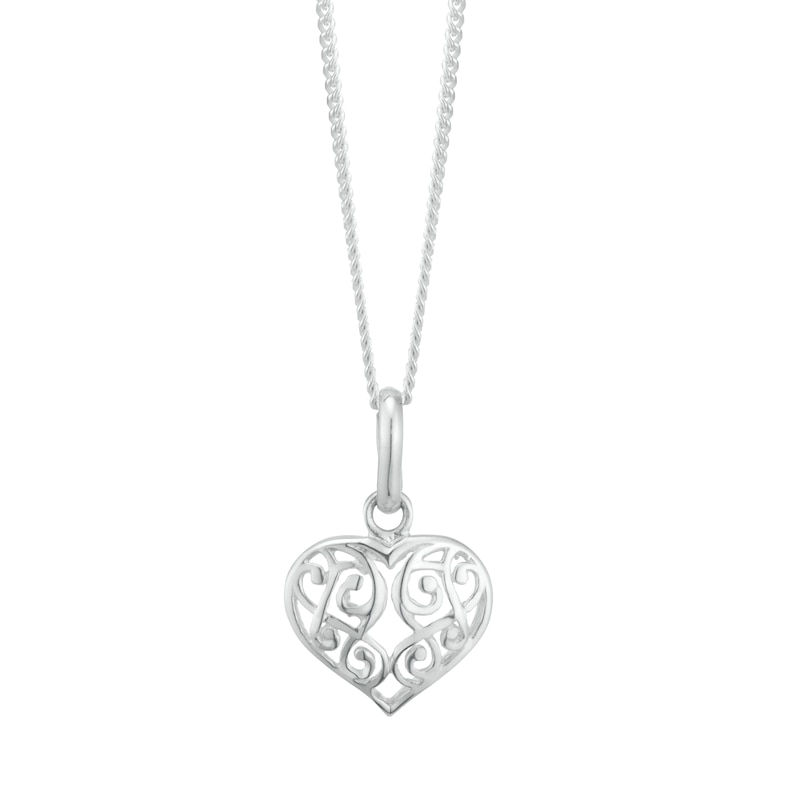 Main Image 1 of Sterling Silver Filigree Heart Pendant