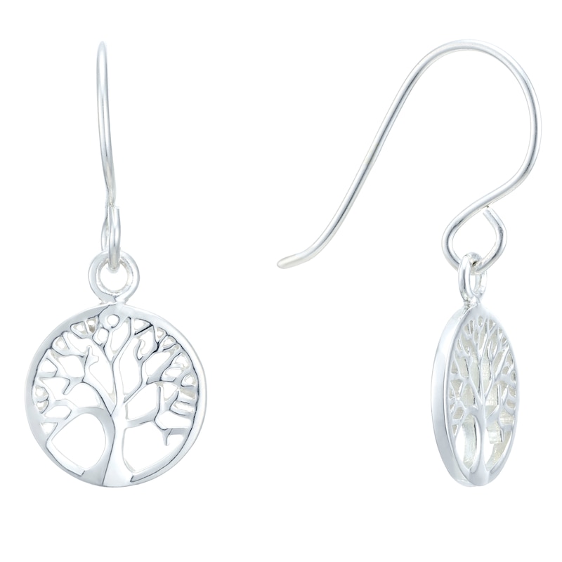 Sterling Silver Tree Design Drop Earrings