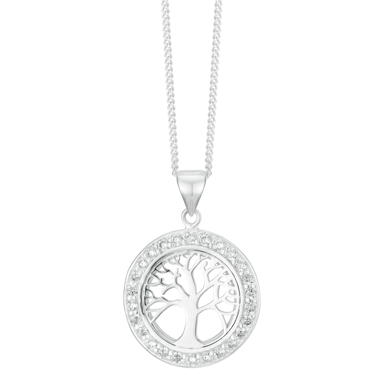 Main Image 1 of Sterling Silver Cubic Zirconia Tree Design Pendant