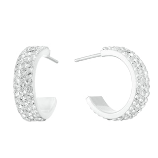 Sterling Silver Crystal Half Hoop Earrings | H.Samuel