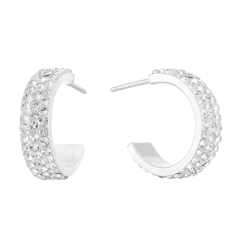 Sterling Silver Crystal Half Hoop Earrings