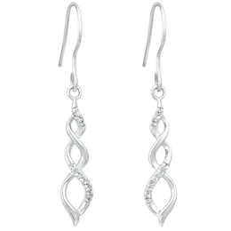 Sterling Silver Twisted Cubic Zirconia Drop Earrings