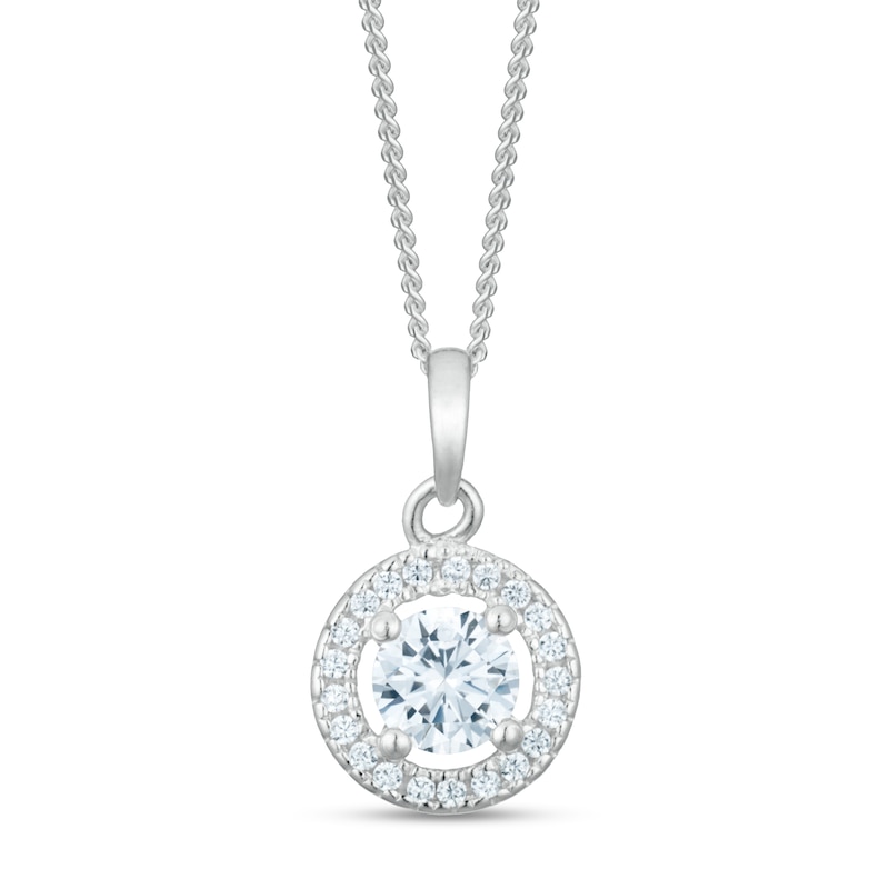 Main Image 1 of Sterling Silver Cubic Zirconia Round Pendant