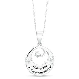 Sterling Silver Rhodium 'Love You To The Moon And Back' Pendant