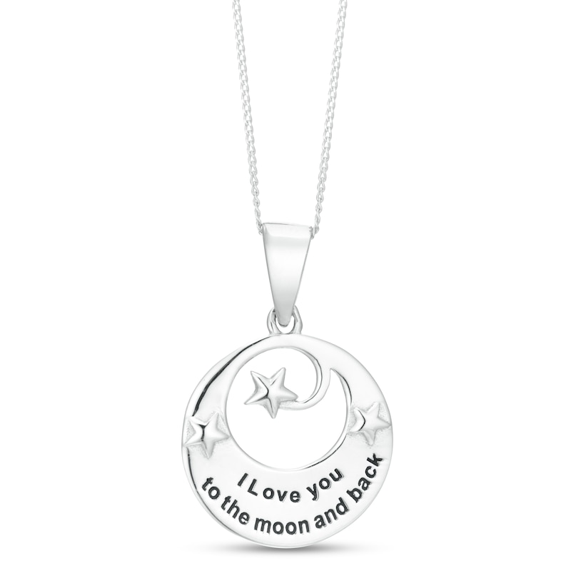 Silver Rhodium 'Love You To The Moon And Back' Pendant