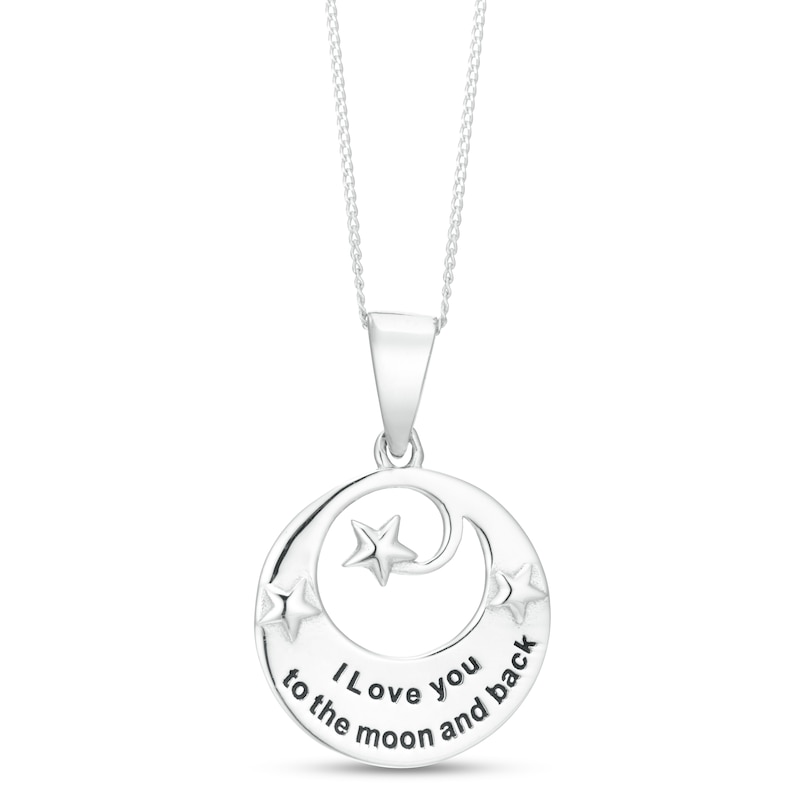 Main Image 1 of Sterling Silver Rhodium 'Love You To The Moon And Back' Pendant