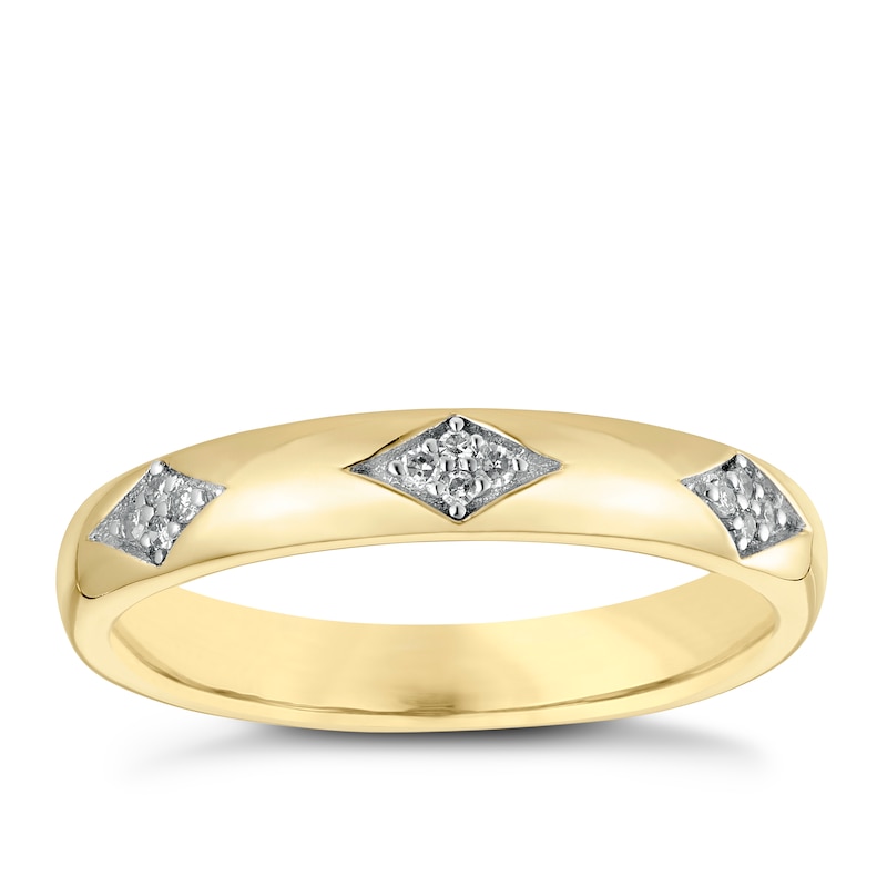 9ct Yellow Gold Three Diamond Band