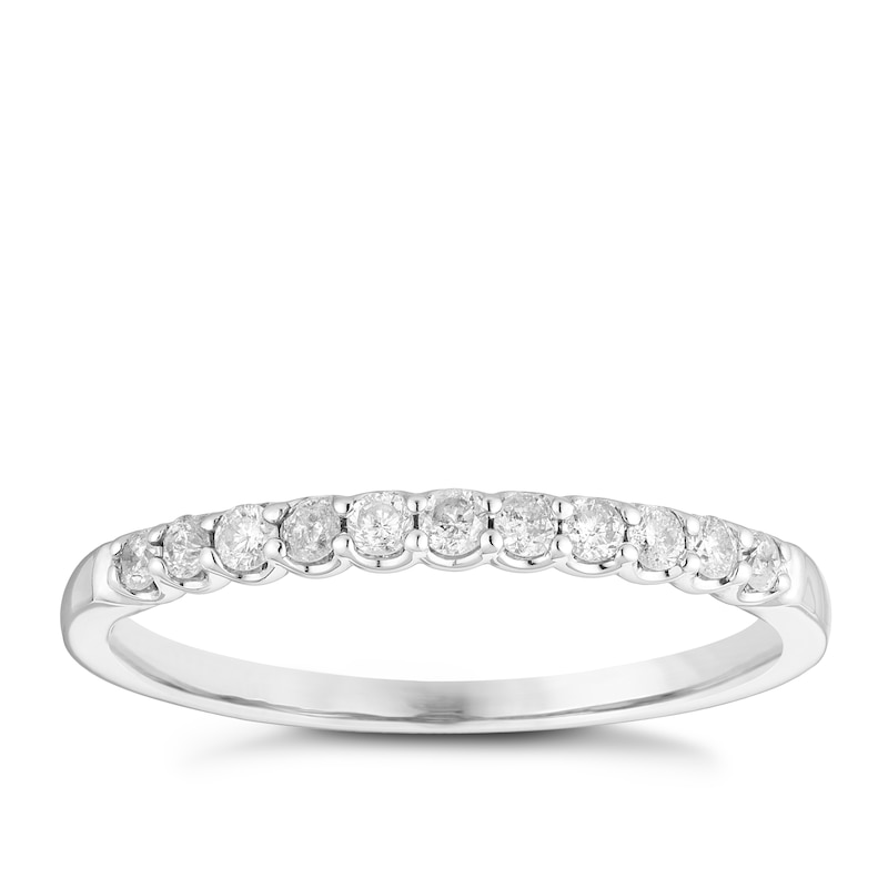 9ct White Gold 0.20ct Diamond Claw Set Wedding Ring