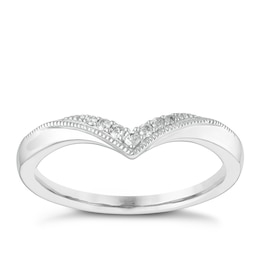 9ct White Gold Diamond Wishbone Band