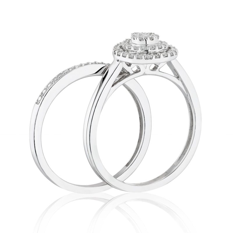 Main Image 2 of Perfect Fit 9ct White Gold 0.33ct Diamond Pear Bridal Set
