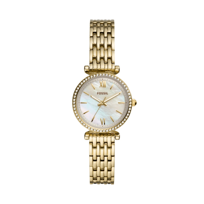 Fossil Ladies' Mother Of Pearl Dial Gold Tone Bracelet Watch