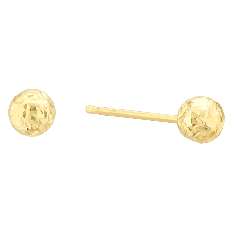 9ct Yellow Gold Diamond Cut 4mm Ball Stud Earrings