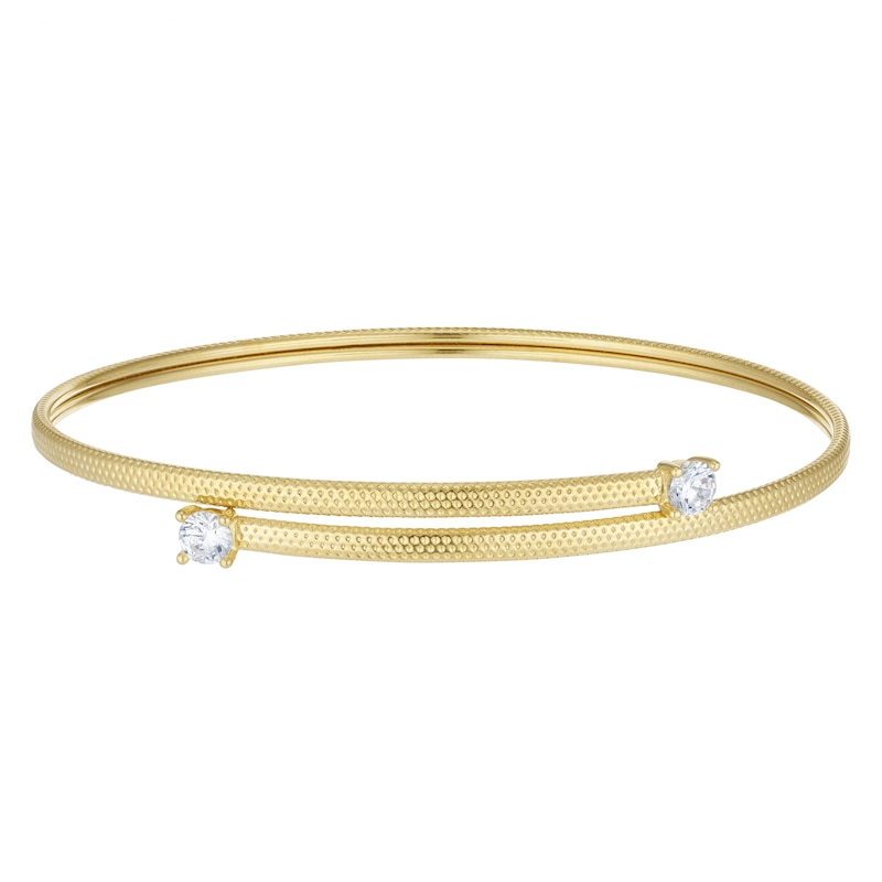 Main Image 1 of 9ct Yellow Gold Cubic Zirconia Flexi Bangle