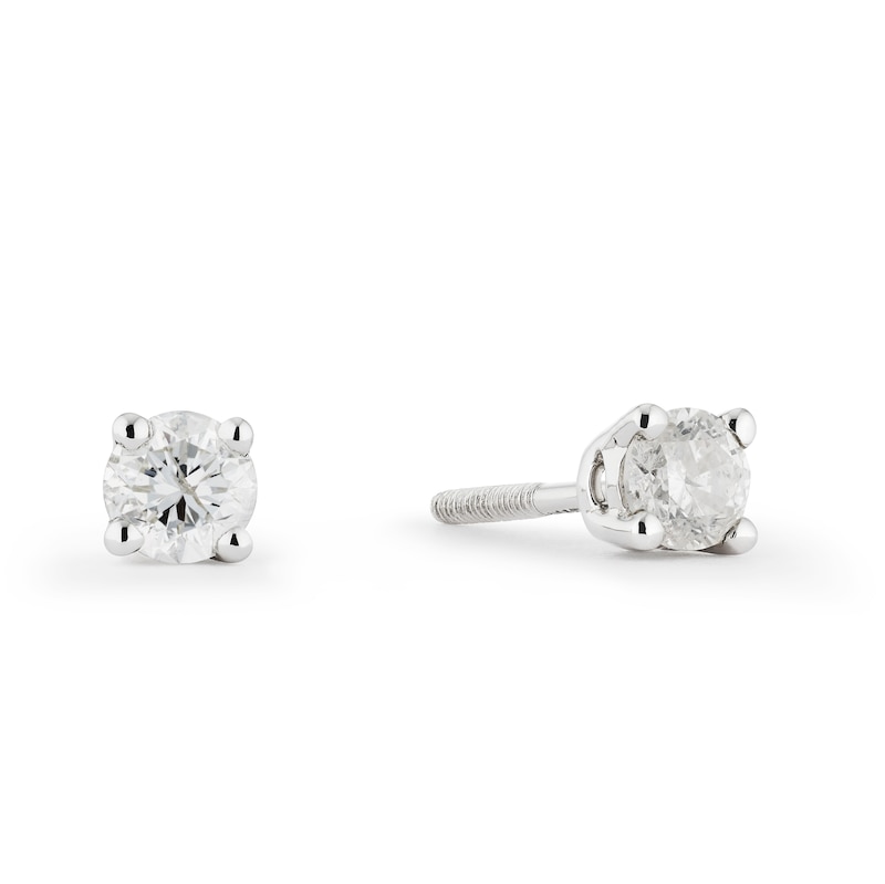 Diamond Stud Earrings, 18 Karat White Gold Screwback Earring Backs, 1 Pair