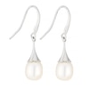 Thumbnail Image 0 of 9ct White Gold Cultured Freshwater Pearl Flute Drop Earrings