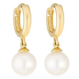 9ct Yellow Gold Cultured Fresh Water Pearl 7mm Hoop Earrings
